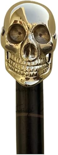 Full Brass Head Skull Design Cane Black Wooden Stick Vintage Gift for Men Gift