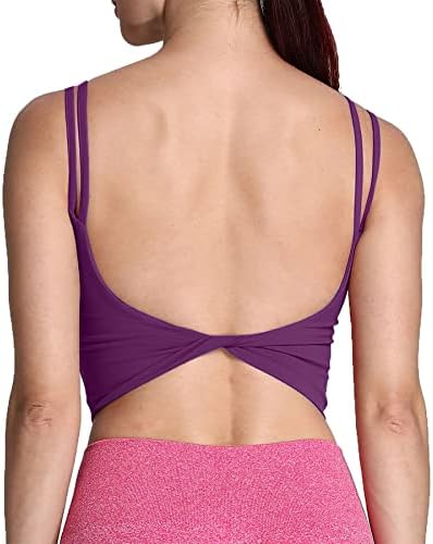 Aoxjox Women’s Workout Sports Bras Fitness Padded Backless Yoga Crop Tank Top Twist Back Cami