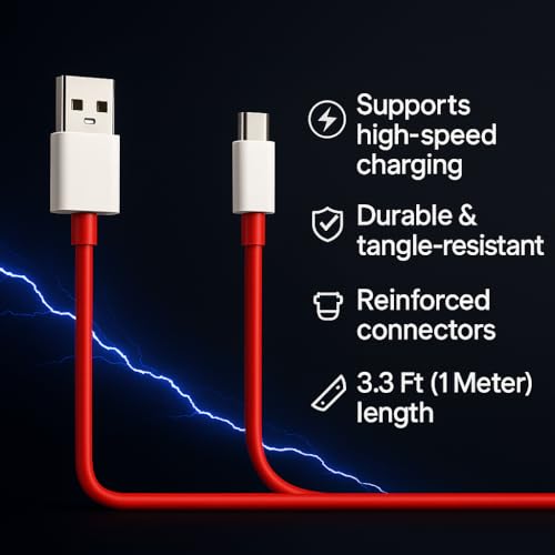 Image of 80W USB C Supervooc Fast Charging Charger with 3.3ft Cable Compatible with 13s /13 /13R /12 /12R /11 /11R /10Pro / 10R /10T /9Pro /9R /Nord 4 /Ce4 /5 Support Dash /Superdart /Wrap /Vooc 80Watt Adapter