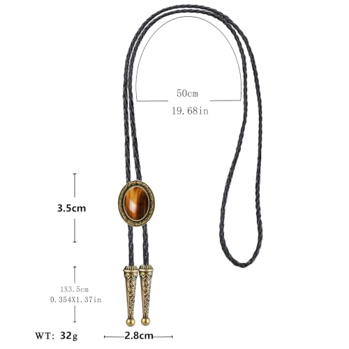Image of Jeilwiy Bolo Tie for Men Western Cowboy Tie Necklace Gold Bolo Tie Leather Necktie Halloween Tie Accessories for Women