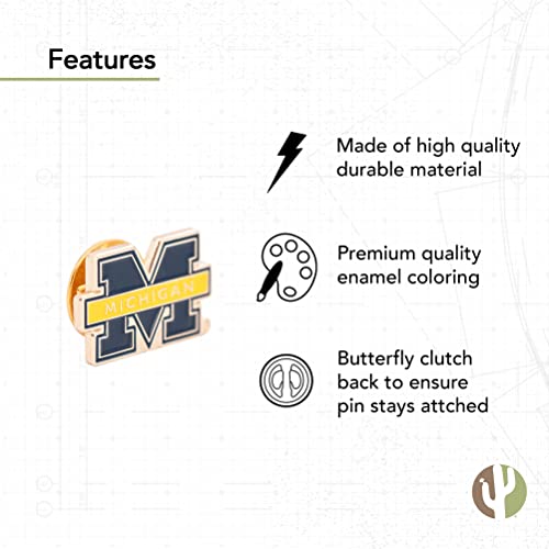 Desert Cactus University of Michigan Lapel Pins Wolverines UM U of M Logo Enamel Made of Metal3