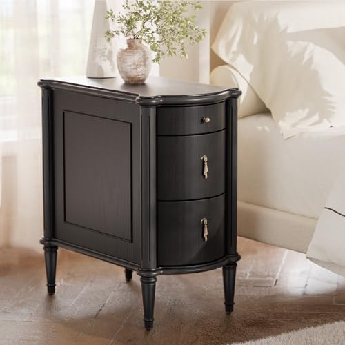 STO'SENSE Nightstand w/Charging Station & 3 Drawers, Pre-Assemble...