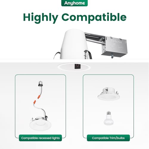 Carcasa de iluminación empotrada de 4 pulgadas para remodelación con conector E26 6