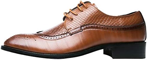 Oxford Shoes Men Brogue Pointed Toe Wingtip Lace-up Leather Formal Dress Shoes Tan 5 US | Image 2
