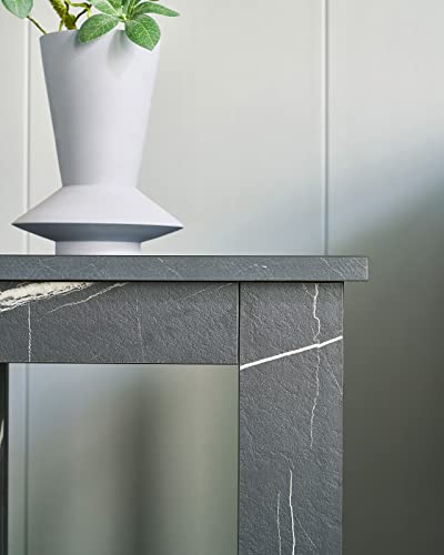 Riswer End Table Set Of 2 Sofa Side Tables Two Pcs 16 Inch Square Nightstand With 2 Shelves Black Gray Stone Texture Corner Shelves Living Room Bedroom Kitchen Furniture #TOP2