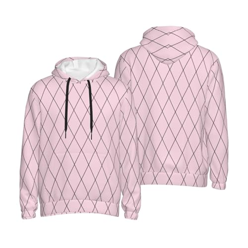 Hoodies For Men - Checkered Pink Pattern Print Long Sleeve Casual Men'S Hoodies & Sweatshirts Pullover With Pocket4