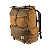 Carhartt 40L Nylon Roll Top Backpack, Heavy-Duty Water-Resistant Material W/ 17 Laptop Sleeve, Carhartt Brown