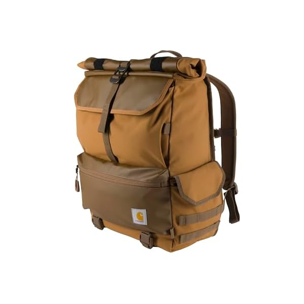 Carhartt-Nylon-Roll-Top-Heavy-Duty-Water-Resistant-Backpack-Brown-One-Size Carhartt 40L Nylon Roll Top Backpack