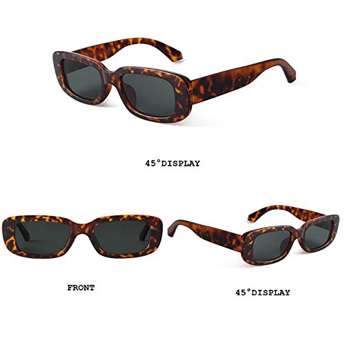 Image of BUTABY Rectangle Sunglasses for Women Retro Driving Glasses 90's Vintage Fashion Narrow Square Frame UV400 Protection
