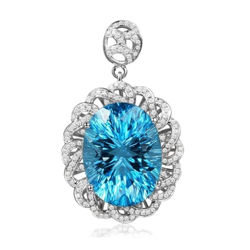 Collier aigue-marine de forme ovale en argent 925 fait main
