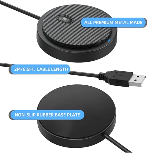DricRoda USB Microphone, Microphone for PC, Computer Microphone, Desktop Conference Speaker, Omnidirectional Microphones, Boundary Mic for Laptop, Teleconferencing, Zoom,Conference, Plug-and-Play