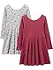 Simple Joys by Carter’s Mädchen 2-Pack Stretch Rib Dresses Kleid, Grau Floral/Pflaume, 4 Jahre (2er Pack)