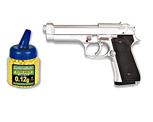 Pistola Airsoft MF 9S metálica. Potencia 0,5 Julios. Calibre 6mm + Funda Portabalines + 1000 Bolas. 49615/21993/23054.