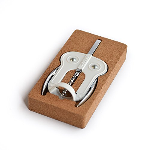 BOJ Bottle Opener HandheldOwl Style Double Lever Wing Corkscrew Design White with Holder Made of Natural Cork Packaging