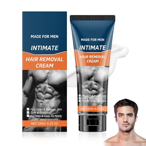 Men's Hair Removal Cream for Body and Intimate Areas, Painless Depilatory for Arms, Legs, Chest, All Skin Types
