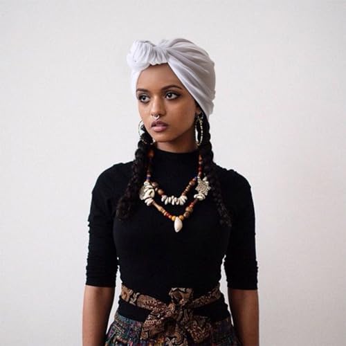 Image of DRESHOW 5 Pack Knotted Headwraps for Women African Turban Pre-Knotted Beanie Headwraps Hair Covers