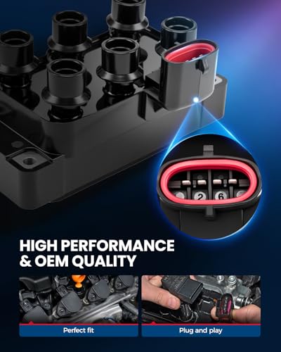 Image of KAX 1 Ignition Coil & 6 Spark Plugs Set Fit for Taurus Ranger Sable Cougar | Ford Taurus 1996-2000 3.0L, Ranger 1998 3.0L, Contour 1995-2000 2.5L, Windstar 1995-2000 3.0L, Mercury Sable, MPV, B0BS426RZK
