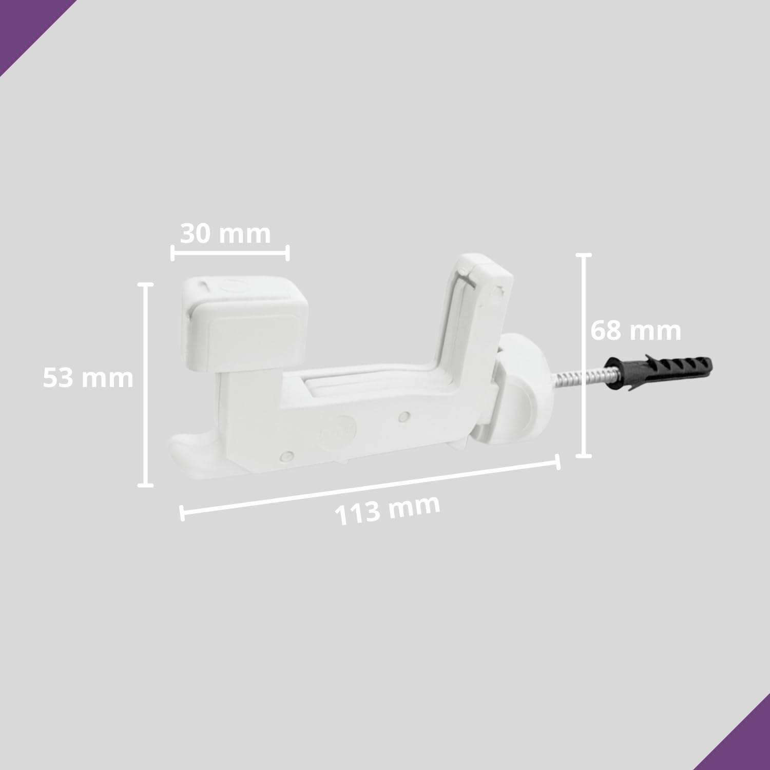 eacommerce - Ferma Imposte Regolabile | Sistema Automatico di Ancoraggio | Per Infissi da 40-55 mm | Blocca Scuri e Persiane | Tassello Integrato 6x70 mm, Kit 2 Pezzi (Bianco)