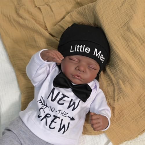 Muñeco bebé reborn realista niño negro 48 cm miniatura 2