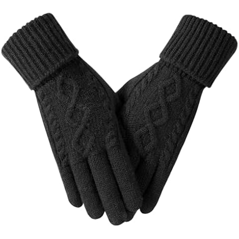 Tavaleu Womens Winter Gloves - Gloves for Women Cold Weather, Warm Touch Screen Fleece Lined Gloves, Elastic Cuff Knit Gloves Cover