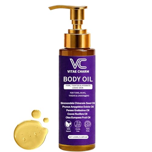 LJOQM Body Firming Oil for Crepey Skin Repair Luxury Cold-Pressed Body Oil for Skin Tightening & Deep Hydration Blend of Jojoba Almond & Coconut Oil for Smooth Skin 3.4 fl oz