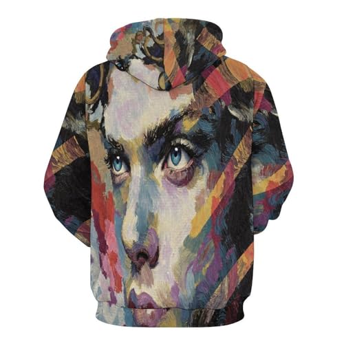 Pullover Sweatshirt Imprimé 3D avec Capuche Ajustable et Textile Respirant