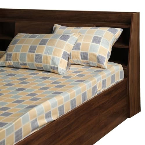 Image of Wakefit Wakefit Checkers 100% Cotton 200 TC Flat Bedsheet with 1 Pillow Cover