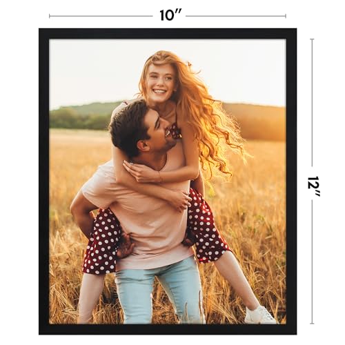 Image of Americanflat 10x12 Picture Frame with Shatter-Resistant Glass - Streamline Collection - Thin Border Photo Frame for Tabletop and Wall Display - Hanging Hardware and Easel Stand Included - Black