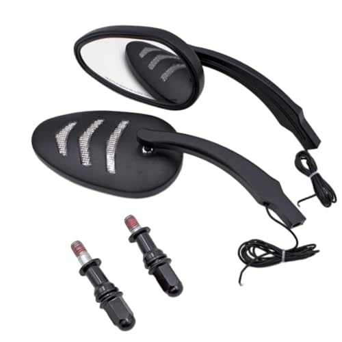 Baceyong 1 paire de rétroviseurs en aluminium avec clignotants LED ambre Compatible avec Harley, rétroviseurs en verre noir HD pour moto