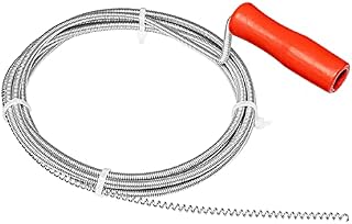 Nirox Plumbers Snake 3m x 5mm - Pipe Cleaning Spiral Tool - Drain Auger Ideal for Removing Hair from drains - Plumbing Snake Partly Rubberized, Rotating Wooden Handle