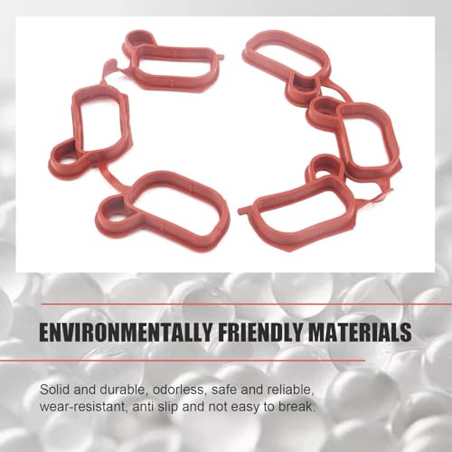 Image of 1PC Car Engine Intake Manifold Gasket, OEM#11611436631, Temperature Resistant, Automotive Replacement Gasket, Compatible with B-MW X3 X5 Z3 Z5 323i 325i 328i 330i 525i 530i M52 M54 (Red)