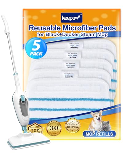 KEEPOW 5 Lingettes pour Black et Decker Balais Vapeur, Compatible avec Black et Decker Steam Mop FSM1630S/FSMP20