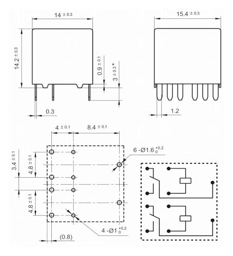 Relé de 10 pines ACTB5C2A50 KA-2C-12V con conmutación estable para placas de circuito 3
