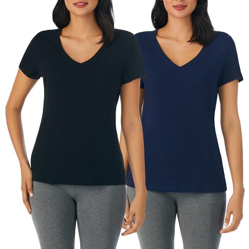 Image of Nautica Womens Sleep Shirt - Lightweight, Breathable Pajama Top - Cotton Knit Jersey V-Neck Sleepwear and Loungewear