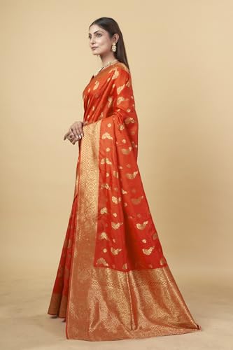 Image of Shasmi Women's Banarasi Saree Pure Kanjivaram Silk Saree Soft new ladies 2025 Design Wear Pattu Sarees Party Sari collections With Blouse Piece for Wedding sadi (PARI-188)