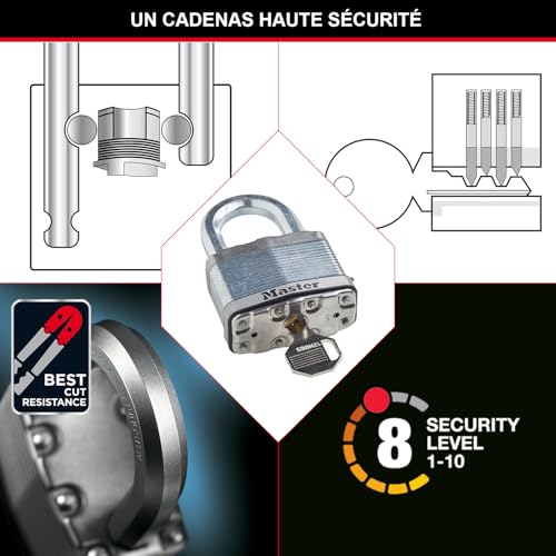 Pack 3 cadenas acier laminé Master Lock haute sécurité pour clôture - 4