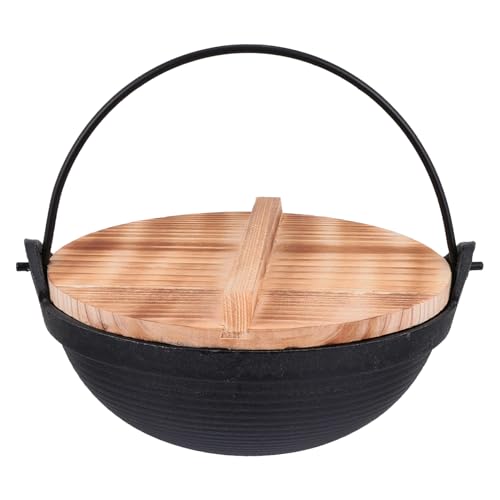 CIYODO Outdoor Pot Hanging Pot 20cm Camping Wooden Lid Versatile Cooking for Activities