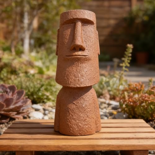 Easter Island Moai Statue Decorative Vase - Tiki Head Sculpture Dry Flower Vase & Succulent Planter Minimalist Resin Home Decor for Living Room Desk Unique Housewarming Gift