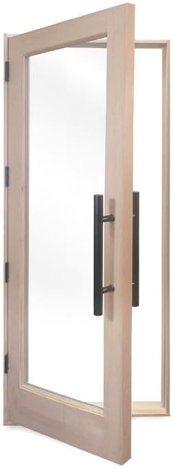 Prehung Solid Wood Sauna Door with Insulated Glass, Douglas Fir Sauna Door, Hemlock Jamb, Dual-Pane Insulated Glass, 31.5" x 81.5" (Door Hinged On - Left Side)