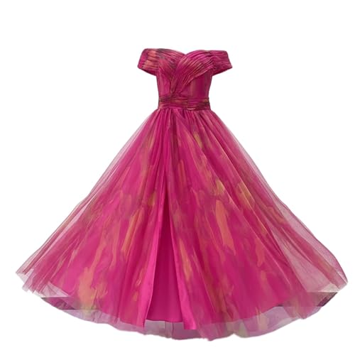 Robe de soirée longue pour femme élégante en tulle avec fente