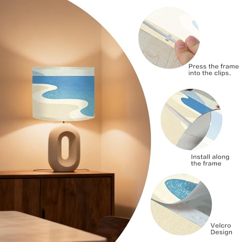 Image of Nuxovilar Lamp Shades Set of 2, 13 inch Top x 13 inch Bottom x 10 inch High (Spider) | Floor lamp shades coastal tropical design living room patio beach house covers light accessories (Coastal)