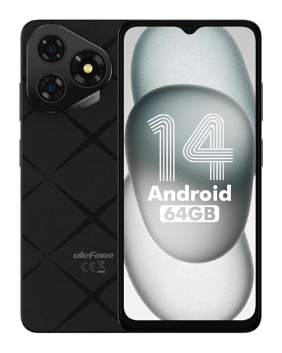 Ulefone Note 19 - Teléfono móvil, 6 GB + 64 GB/TF 512 GB Teléfono móvil barato, pantalla 6,56' HD + Android 14, batería de 5000 mAh Cámara 8 MP Smartphone barato, 4G Dual SIM/GPS/Face ID-Negro
