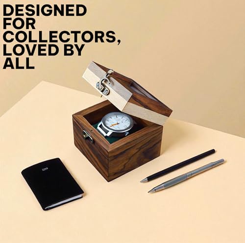 Image of Luxury Watch Box for Men - Watch Organizer with Glass Lid, Handmade Indian Solidwood Mens Watch Display Case, Velvet Cushions, Brass Lock, Premium Gift Storage Box for Watches. (1 Slot)