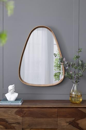 28x37 Inch Irregular Wood Wall Mirror for Living Room, Bathroom