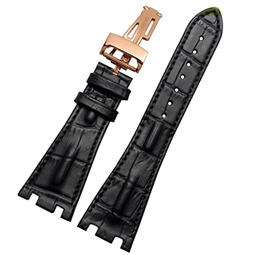 Bracelet de Montre en Cuir de Crocodile pour AP 15703 26470SO 28mm
