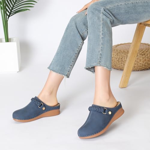 Image of Comfortable Clogs for Women Closed Toe Mules Slip On - Summer Casual Womens Clogs Mules Backless Arch Support Wedge Platform Sandals All-Day