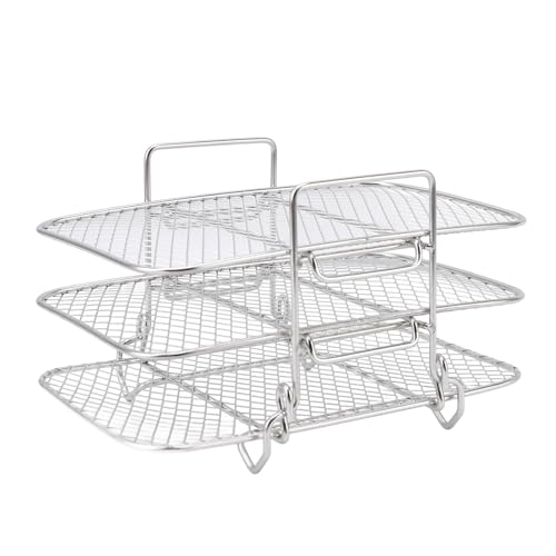 Air Fryer Rack, 3 Stackable Dehydrator Racks Stainless Steel Grill Rack Accessories