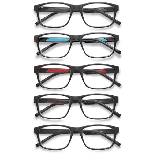 Image of Henotin 5 Pack Reading Glasses for Men, Blue Light Readers for Men, Spring Hinges Computer Eye Glasses