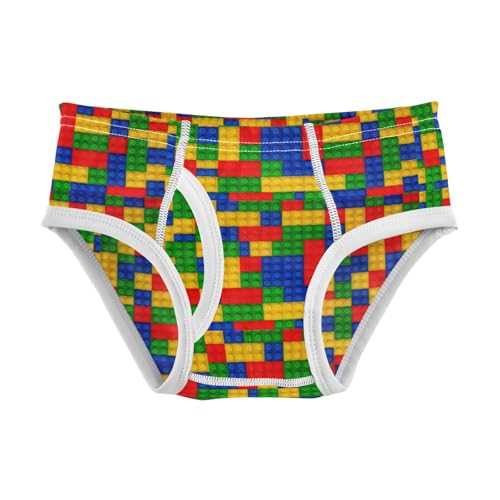 Boys' Exclusive Briefs Toddler Underwear 95% Combed Cotton Boxerbriefs 2T Colorful Building Block Pattern 12
