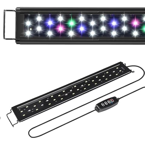 AQUANEAT LED Aquarium Light for 18 to 24 Inch Fish Tank, Auto On Off with Timer, Full Spectrum, Adjustable Brightness, Daylight Moonlight Mode, for Fresh Water Low-to-Mid Light Plants Cover